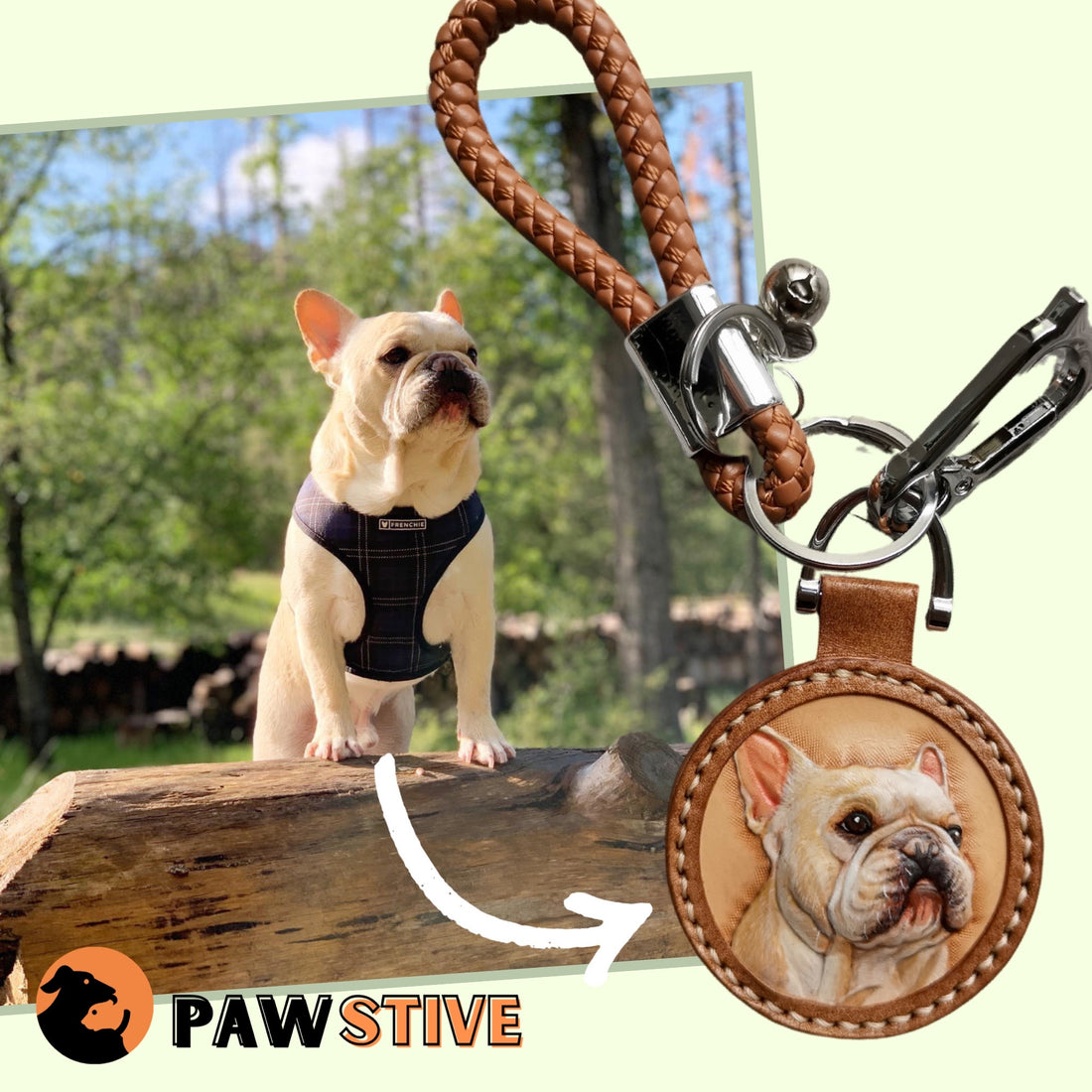 Pawstive Hand-Carved Leather Keychain